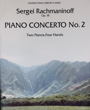 Vintage Music Book Sergei Rachmaninoff's Piano Concerto No. 2 Op. 18 4 Hands