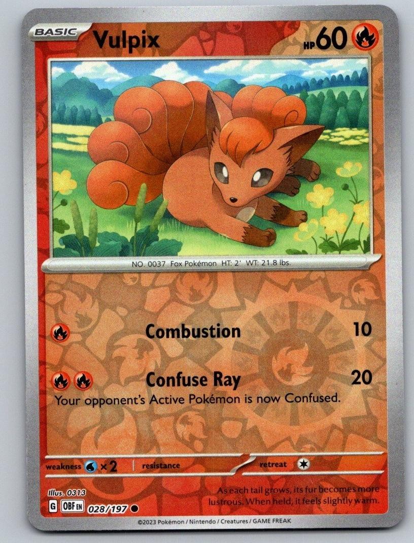 Pokemon TCG Obsidian Flames - Vulpix 028/197 Reverse Holo