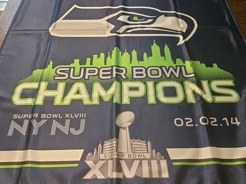 Seattle Seahawks 1. Super Bowl Champ XLVIII (47) doppelseitige Flagge 38 x 28 NYNJ - Bild 2 von 3