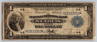 $1 1918 St. Louis Federal Reserve Bank National Currency Note Large Size
