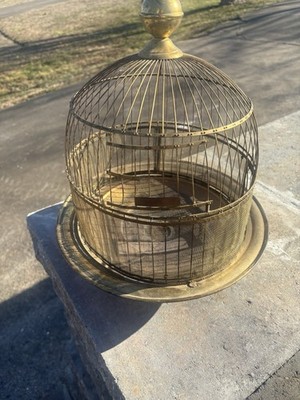 Hendryx Brass Single Bird Cage Gold Decorative Dome Top with Base