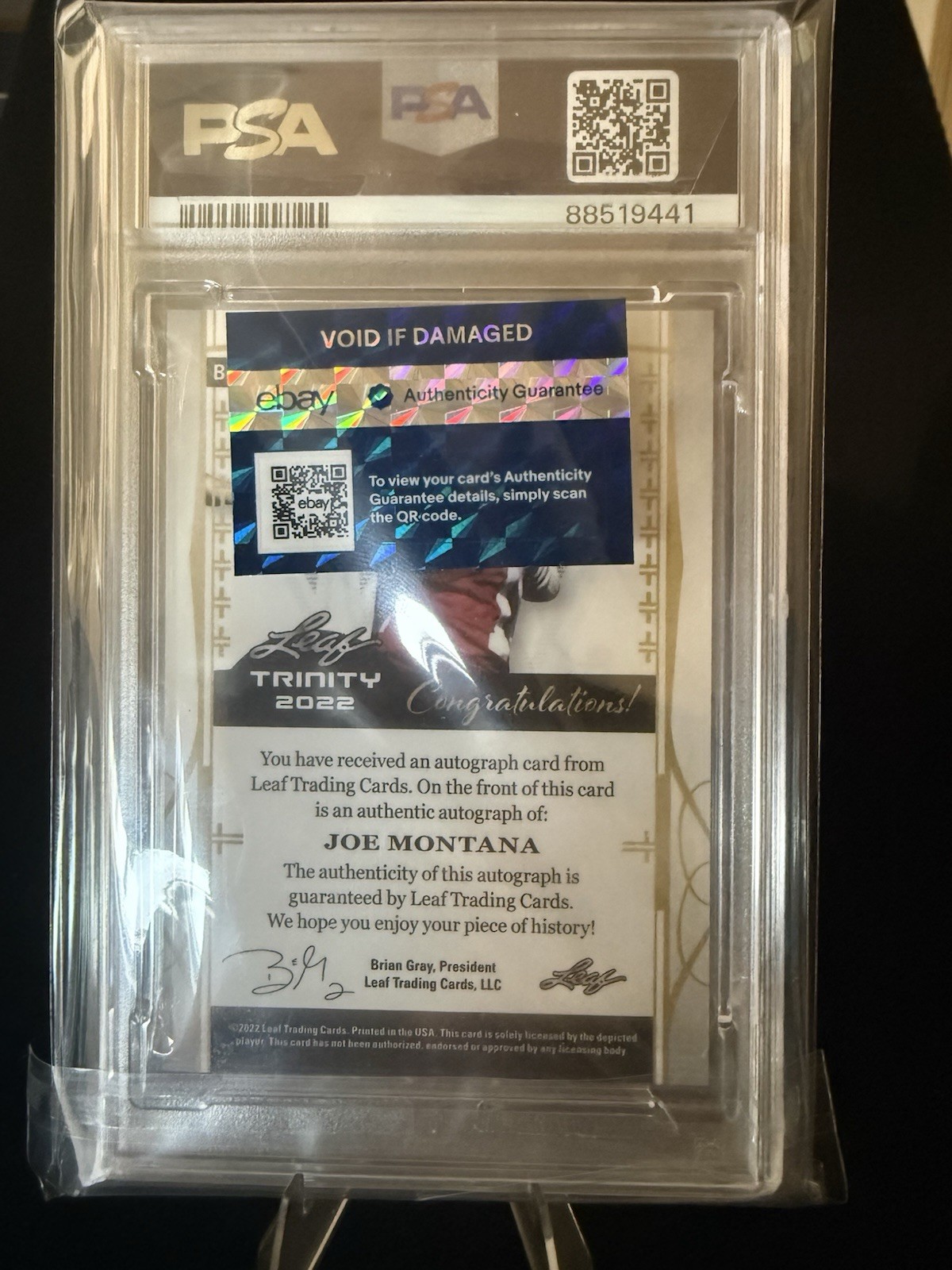 POP 1🔥2022 Leaf Trinity JOE MONTANA Purple Black Foil 1/1🔥AUTO  view 5