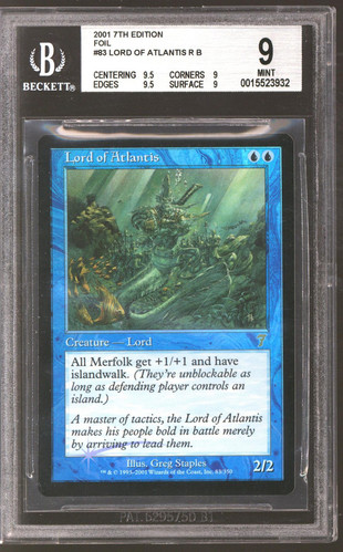Magic MTG 7th Edition Seventh Ed FOIL Lord of Atlantis BGS 9 2x 9.5 NEAR MINT NM - Picture 1 of 2