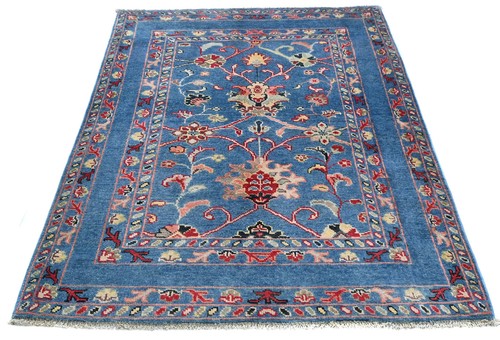 Hand-Knotted Blue Kazak Oushak Rug 3X5 ft Pakistan Modern Style Oriental Carpet - Picture 2 of 12