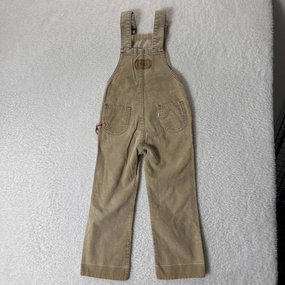 Винтажный молодежный комбинезон-комбинезон Levi Strauss Levis Corduroy желтовато-коричневый размер 7 JUV сделано в США - Изображение 3 из 4