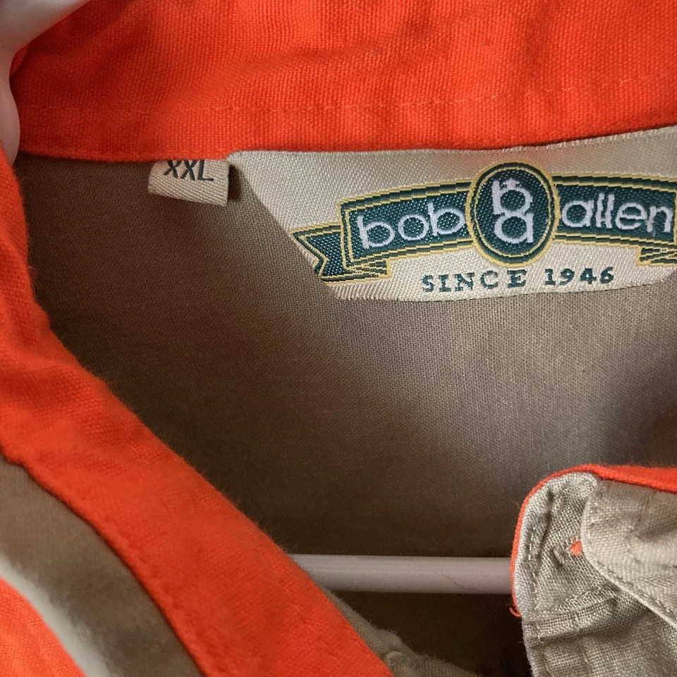 VINTAGE Bob Allen Men’s Beige Orange  Hunting Shirt; Sz. XXL - Image 2 of 4