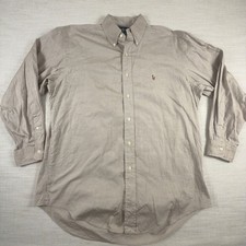 Ralph Lauren Yarmouth Button Down Shirt Men's 16 32/33 Tan Pinpoint Oxford