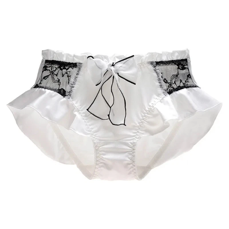 Milk Silk Lace Panties Women Ruffle Bow Lolita Cute Breathable Soft 1pc - Image 2 of 4