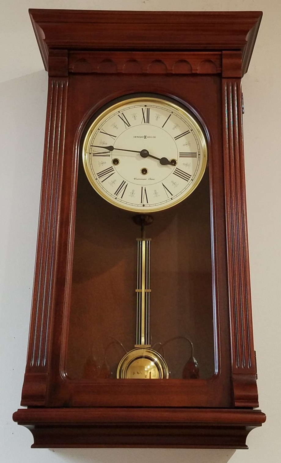 Howard Miller "Alcott" Quarter Hour Westminster Chime Wall Clock 8-Day, Key-wind