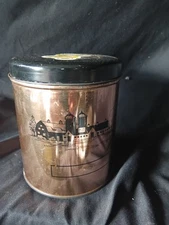 Cherrydale Farms Cashew Butter Crunch Tin RARE Vintage Copper Barn w/Black lid