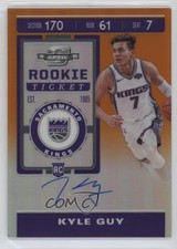 2019 Panini Contenders Optic Rookie Ticket Orange Prizm 24/25 Kyle Guy Auto 6fs
