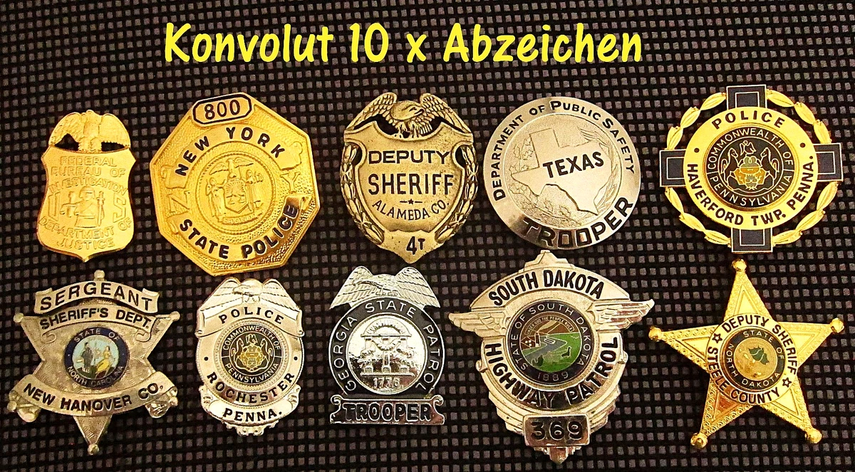 obsolete police badges, Konvolut von 10 Abzeichen / badges / Super Angebot !