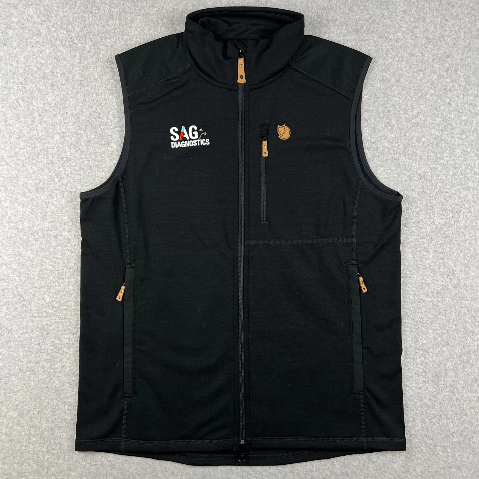 Fjallraven Keb Fleece Vest Wool Full Zip Large Mens Black Hiking Jacket Outdoors