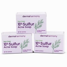 10 Sulfur with Tea Tree Oil Acne Bar Soap 4 oz 3 Bars 