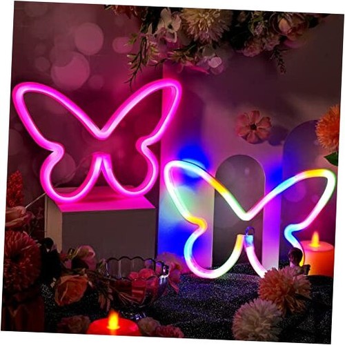 2 Pcs Butterfly Neon Signs LED Light 3AA Battery Powered USB Operated Wall