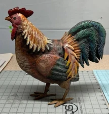 Vintage Rustic Metal Rooster Sculpture – Farmhouse Decor – 13” Tall