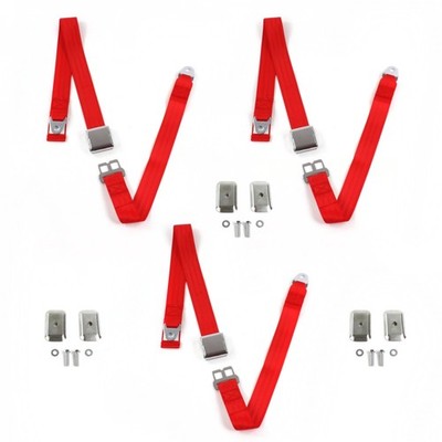  B Truck 1948-1953 Airplane 2pt Red Lap Bench Blt Kit w/BKTS 3 Belts  