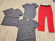 XS Womens Scrubs 3 Tops Shirts 1 Pants Lot