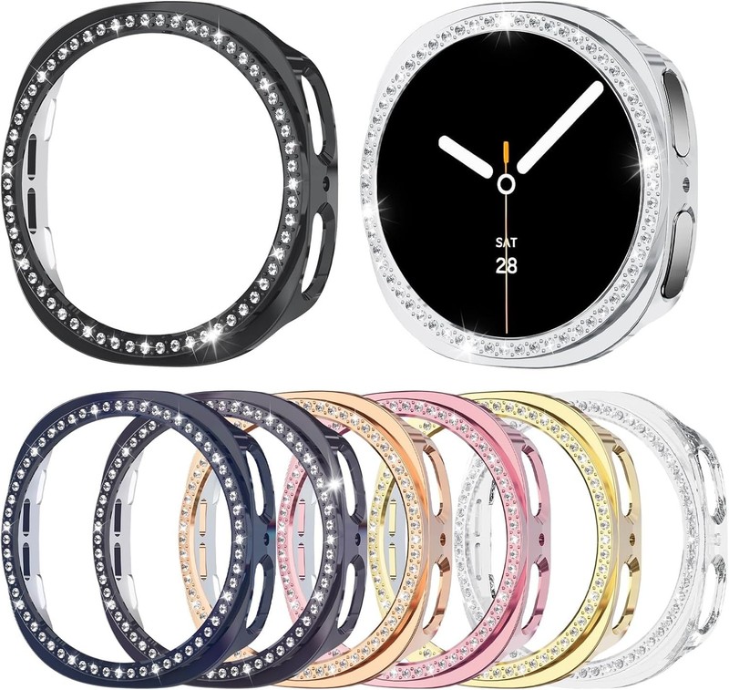 8 Pack Bling Case Compatible for Samsung Galaxy Watch 8 44mm, Hard Bumper Cover