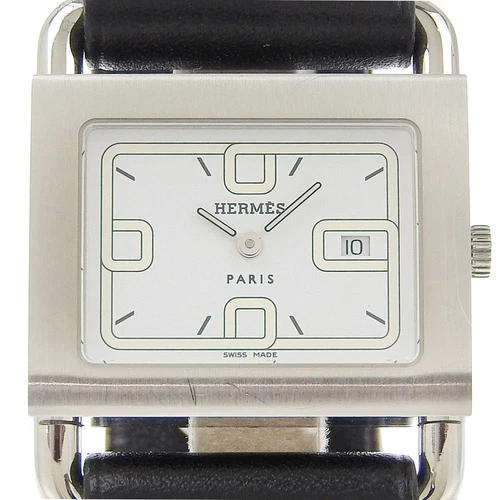 HERMÈS OROLOGIO HERMES BALENIER BA1.510 PELLE GOFFRATA QUARZO ANALOGICO QUADRANTE BIANCO DONNA