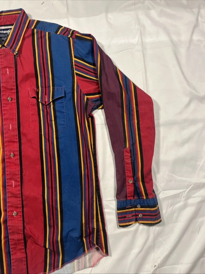 Vintage Wrangler Brushpopper 90s Cowboy Rodeo Western Striped Large XLong Tails - Image 3 of 4