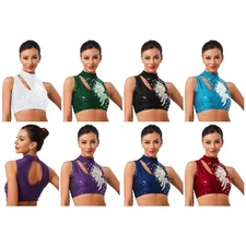 Womens Dancewear Ballroom Tops Costume Crop Top Stage Lyrical Contemporary