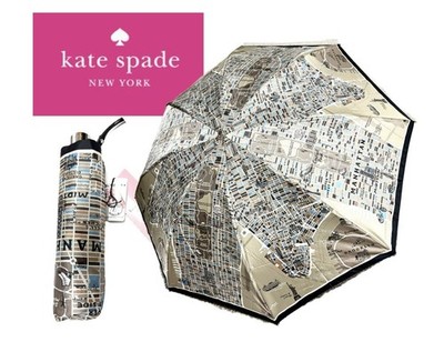 kate spade NEW YORK Plaid Folding Umbrella beige  pattern New from Japan