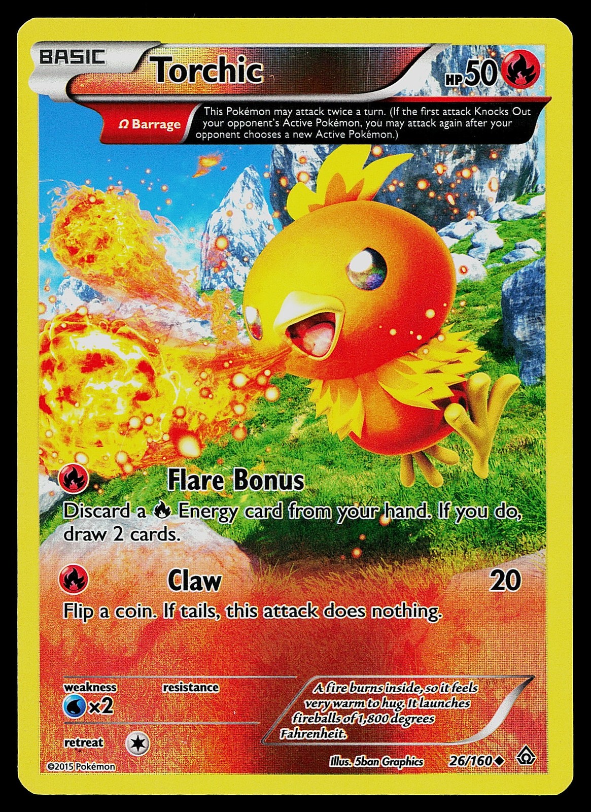Pokemon Card - Torchic (Omega) XY - Primal Clash 26/160 Uncommon Reverse Holo