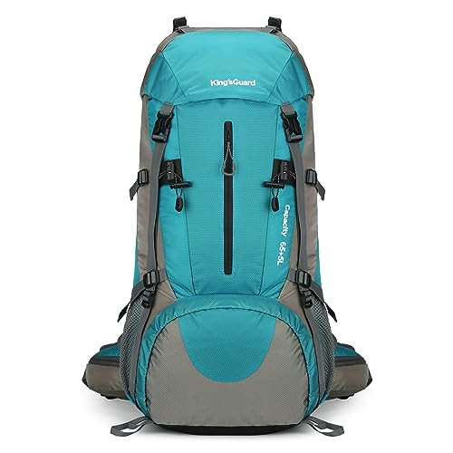 70L Camping Hiking Backpack with Rain Cover Waterproof Backpacking Lack Blue