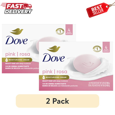 Dove Pink Rosa Beauty Bar Soap 3.75oz 4 Bars (2 Pack Total 8 Bars) Skin Care