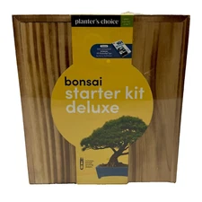 Bonsai Tree Starter Kit Deluxe Growing Gardening Gift 18 Piece Kit Wooden Box