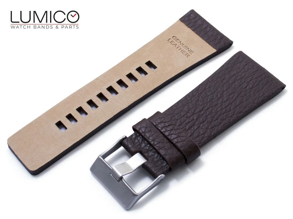 Para reloj diesel marrón oscuro correa de cuero genuino hebilla/cierre para hombre 32 mm Foto 3 de 4