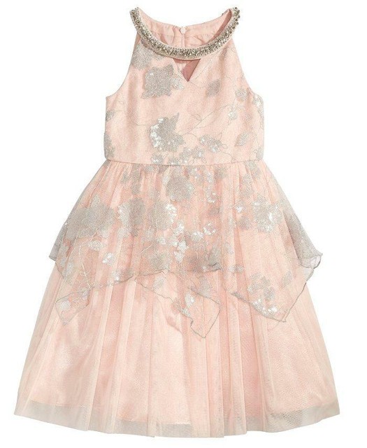 peach and silver dress