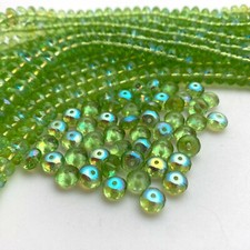 UV Green AB Finish Faceted Roundelle Czech Glass Beads 4x7mm  GCG128 