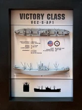 Victory Ship Class Shadow Display Box, VC2-S-AP1, WW2, 6" x 8", Black