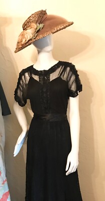 ANTIQUE Victorian Edwardian Black Net Lace Mourning Dress 2 Pc Dress | eBay ANTIQUE Victorian Edwardian Black Net Lace Mourning Dress 2 Pc Dress | eBay