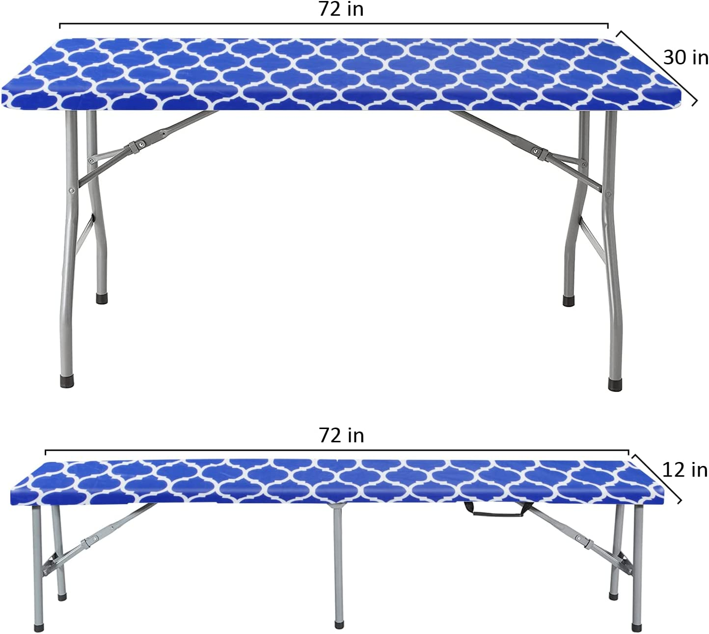 Vinyl Picnic Table Cover and Bench Covers Fitted Tablecloth ,Flannel