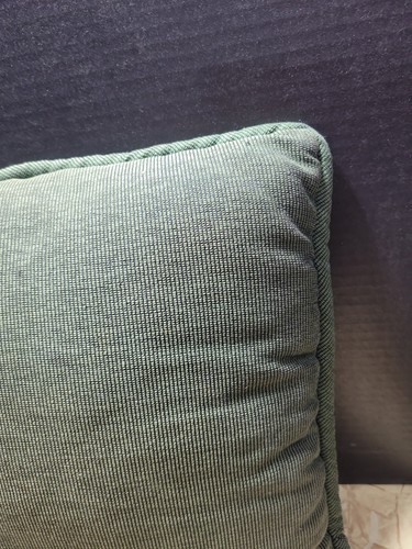 Tabby Cat Tapestry Pillow sitting on window Sill w/ rose curtain 16"×15" Green - Picture 12 of 22
