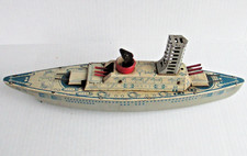 Vintage 1930's Wolverine Mfg Co Tin Lithographed Mechanical Battleship Toy C99