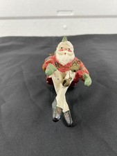 Vtg. 1989 House Of Hatten Seated Santa Gnome Elf W/bells Christmas Ornament #CB1