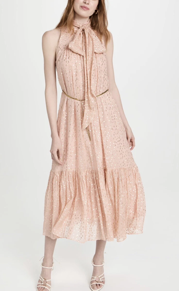 ZIMMERMANN Sleeveless Tie Neck Silk Dress Pink Size 1 US 4 6