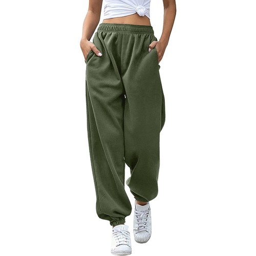 Damen-Jogginghose hoher Bund Training Aktiv Jogginghose Hose Baggy Loungehose - Bild 17 von 57