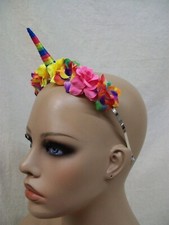 Rainbow Unicorn Horn Flower Headband Fantasy Magical Woodland Fairy Princess Elf