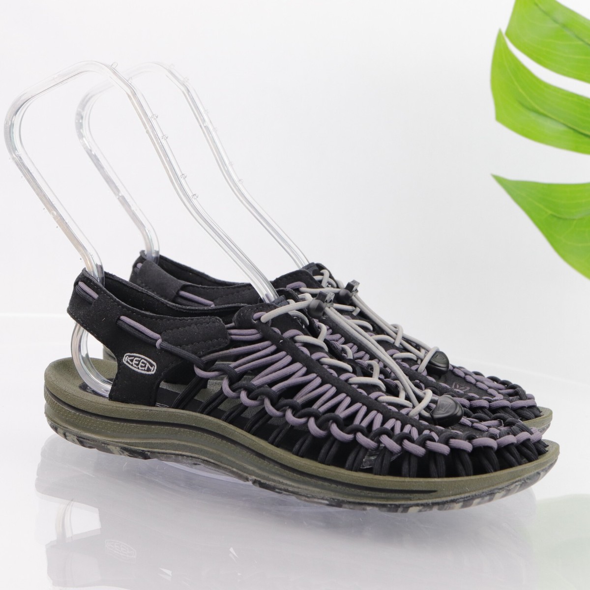 靴 KEEN UNEEK Keen Mens Uneek Sandal Size 8 Bungee Cord Woven Slip On Black