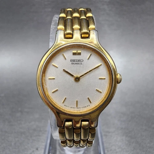 Seiko Watch Women 22mm White Dial Gold Tone Round 1n00-0a99 New Battery