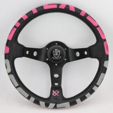 Vertex 13 Pink Embroidery Deep Dish Racing Car Drift Rally Steering Wheel