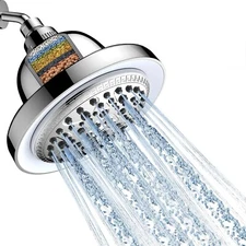 FEELSO Fixed Shower Head with LED Color Changing, High Flow Showerhead - 7 Modes