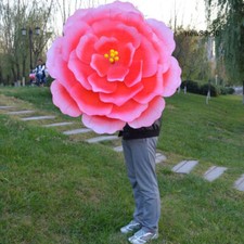 3D Peony Floral Parasol Flower Design Silk Bamboo Umbrellas Cosplay Party Show