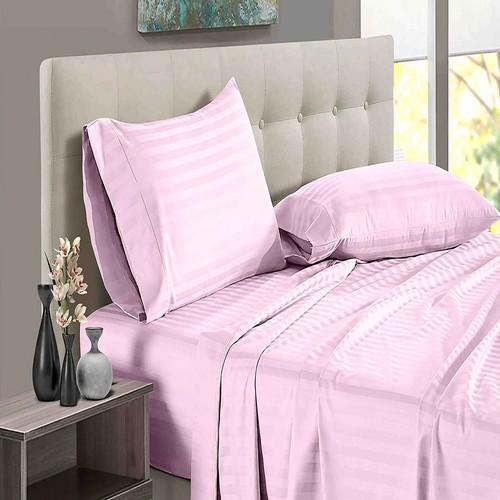 Sábanas planas de algodón egipcio para hotel + 2 fundas de almohada Olympic Queen todas las rayas - Imagen 55 de 99