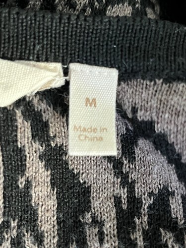 Soft Surroundings Cardigan Sweater Medium Long Open Draped Black Taupe Filigree - Picture 7 of 8